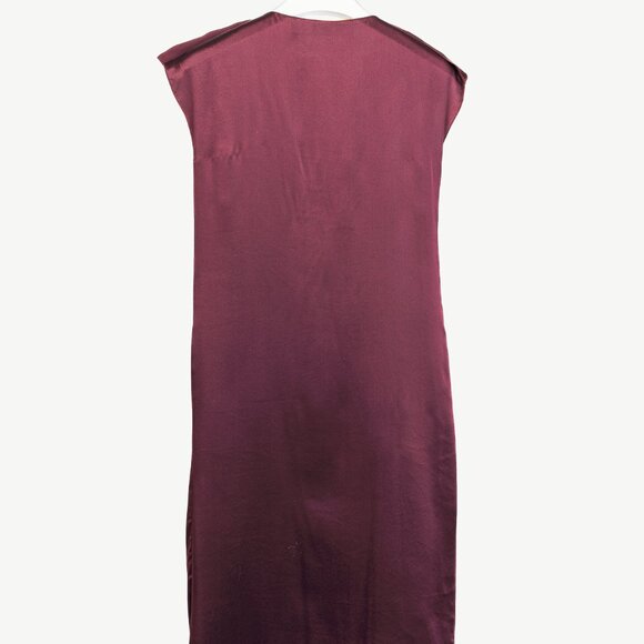 Lanvin Winter 2007 Purple Wine Silk Midi Drape Front Dress - Picture 2 of 8